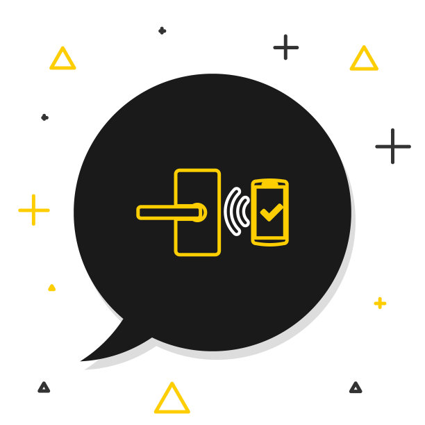 Line数字门锁与无线技术解锁图标隔离在白色背景。门把手的迹象。安全智能家居。色彩斑斓的轮廓的概念。向量图片下载