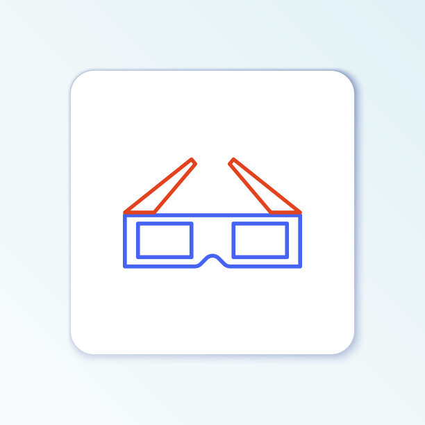 线3D电影眼镜图标孤立在白色背景。色彩斑斓的轮廓的概念。向量图片下载