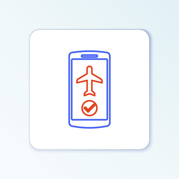 Line Flight模式中手机图标隔离在白色背景上。飞机或飞机离线飞行方式旅客管制航线。色彩斑斓的轮廓的概念。向量图片下载