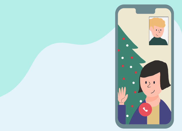 网上圣诞聚会。亲朋好友在视频聊天中庆祝新年图片下载