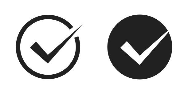 勾平黑色图标设置。向量复选标记符号集。图片下载