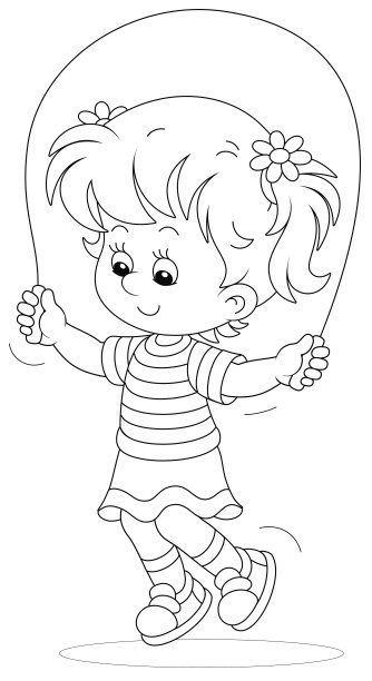 快乐的小女孩有趣的跳绳图片下载