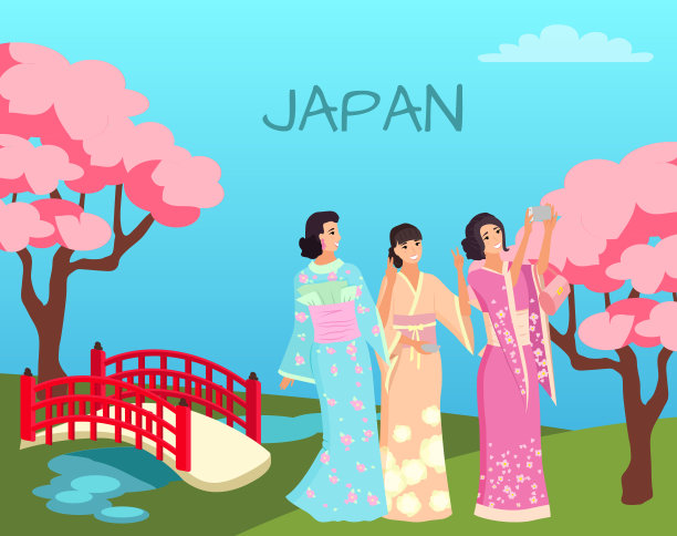 日本人在日本公园的女人与湖图片下载