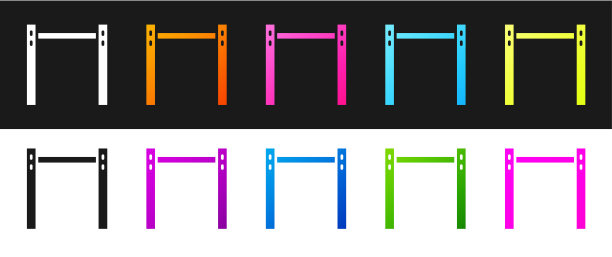 设置运动单杠图标隔离在黑白背景上。向量图片下载