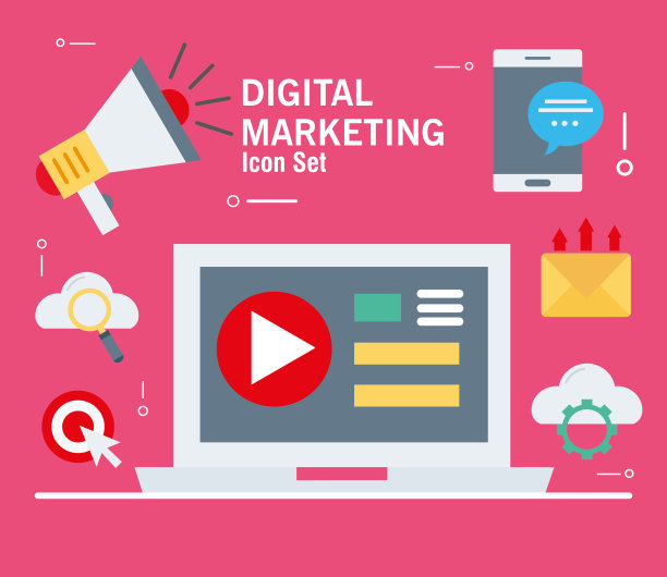 捆绑十二营销数字集图标和字母图片下载