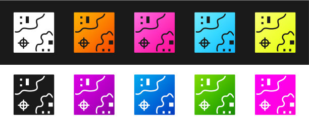 设置世界旅行地图，飞机图标孤立在黑白背景上。向量图片下载