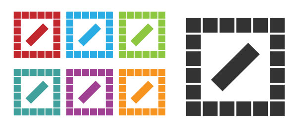 黑色棋盘游戏图标孤立在白色背景。设置图标丰富多彩。向量图片下载