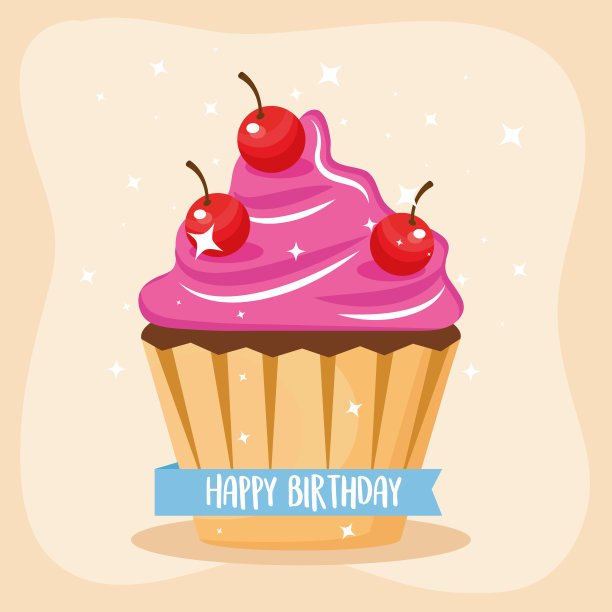 带有樱桃孤立图标的甜蜜纸杯蛋糕图片下载