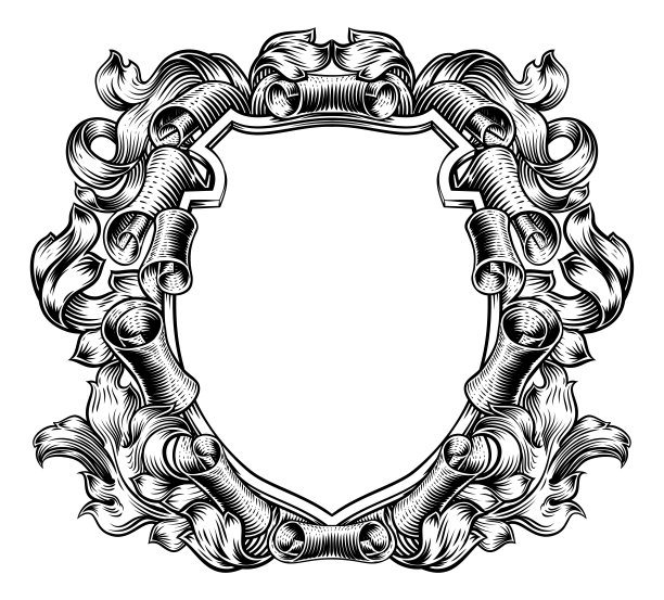 纹章纹章卷叶纹章盾图片下载