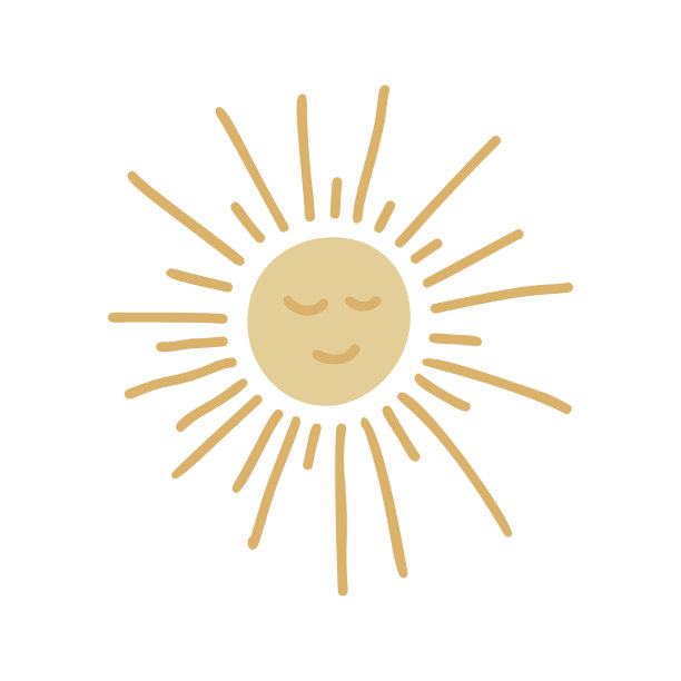 可爱矢量太阳上的波西米亚托儿所剪贴画。手绘涂鸦插图。卡通儿童剪纸为婴儿淋浴，儿童卧室装饰，生日派对或服装纺织品。图片下载