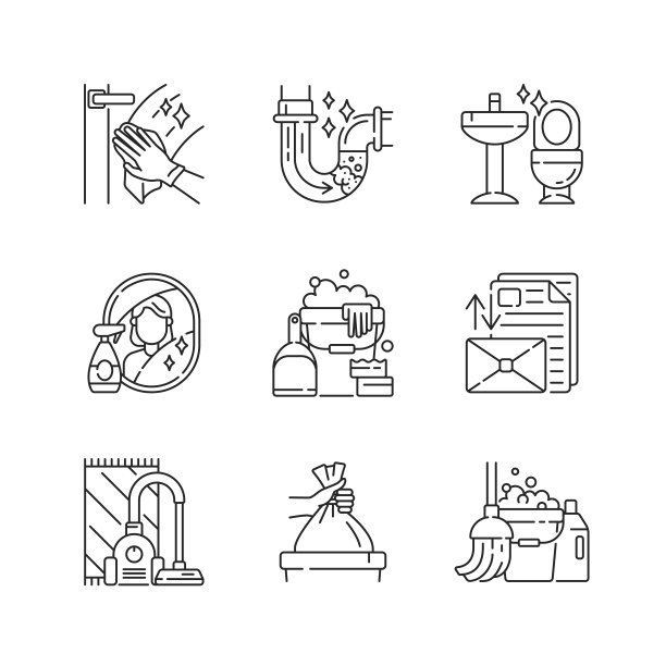 家务杂务线性图标集图片下载
