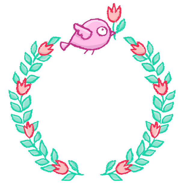 可爱的小鸟花环图片下载