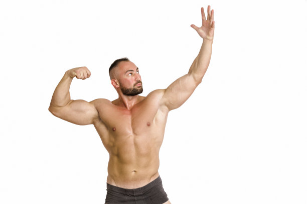 肌肉男收缩二头肌图片下载