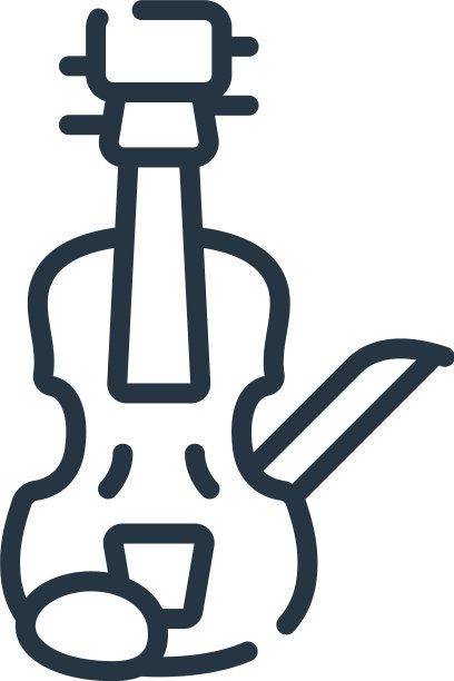 小提琴图标孤立在白色背景轮廓图片下载