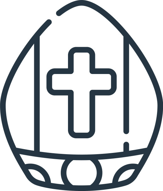 教皇图标孤立在白色背景轮廓图片下载