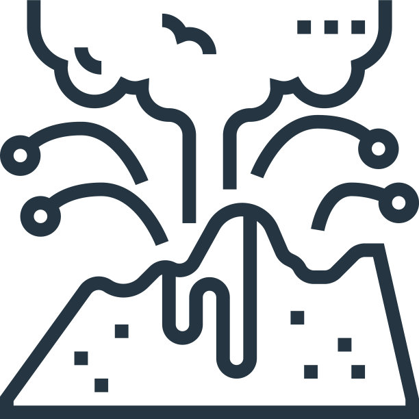 火山图标孤立的白色背景轮廓图片下载