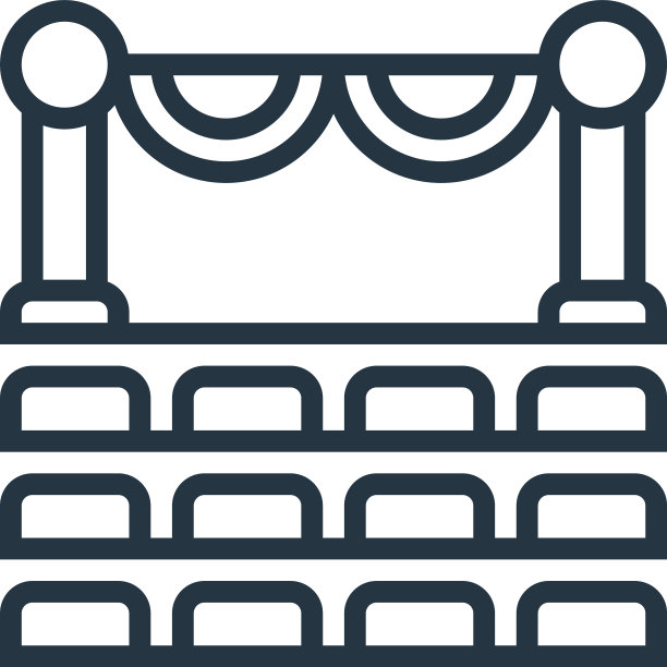 影院图标孤立在白色背景轮廓图片下载