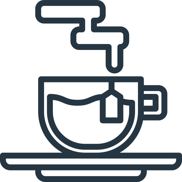 茶图标孤立在白色背景轮廓图片下载