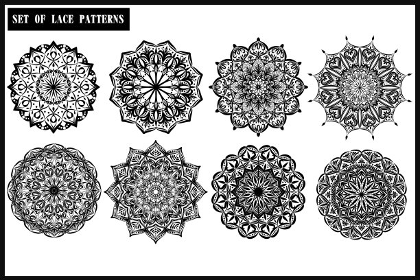 在白色背景上设置花边图案图片下载