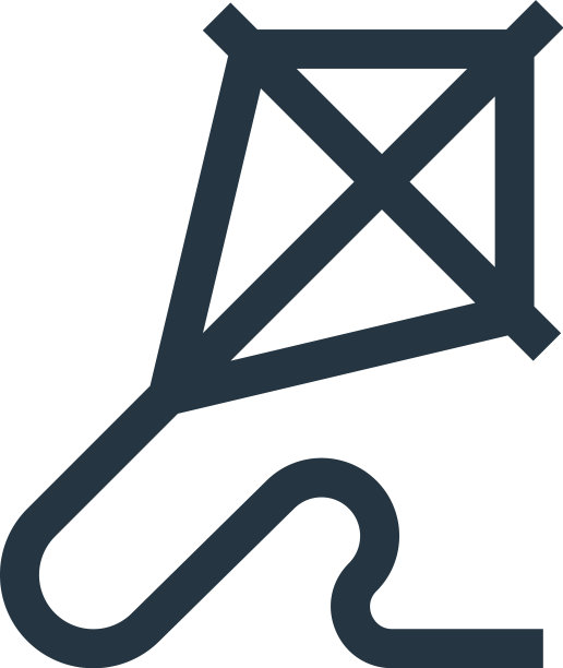 风筝图标孤立在白色背景轮廓图片下载