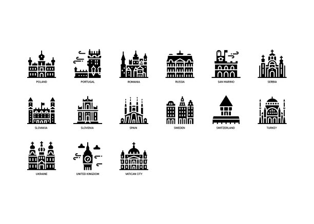 欧洲城市地标标志集图片下载