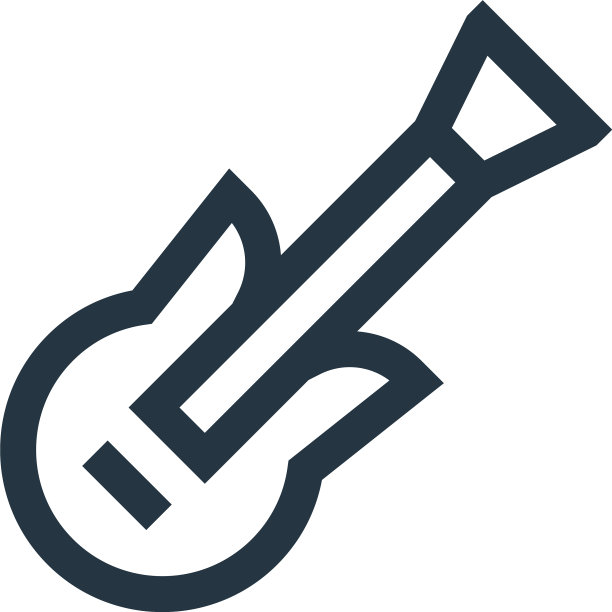 吉他图标孤立的白色背景轮廓图片下载