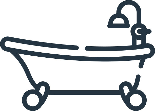 浴缸图标孤立的白色背景轮廓图片下载