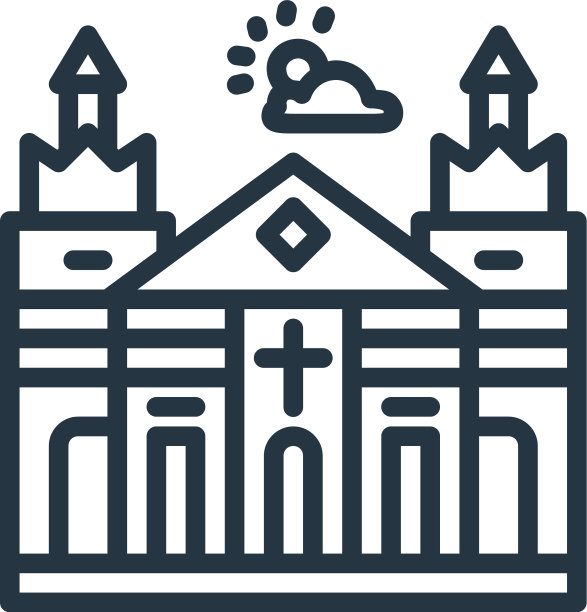 大教堂图标孤立在白色背景图片下载