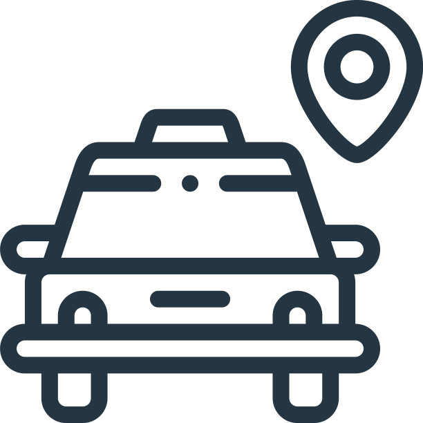 出租车图标孤立在白色背景轮廓图片下载