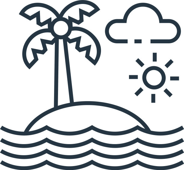 岛屿图标孤立在白色背景轮廓上图片下载