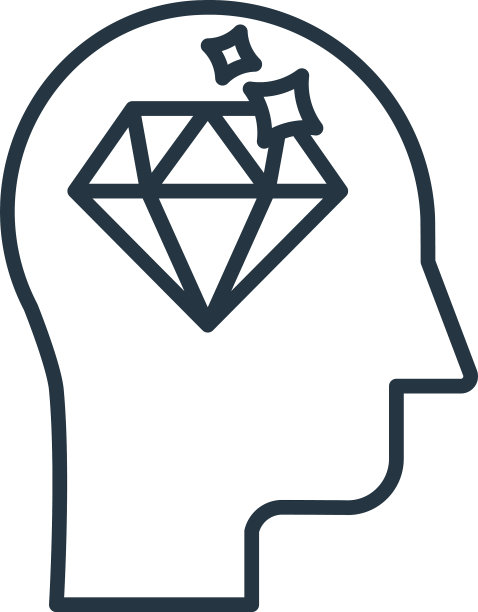 心灵图标孤立在白色背景轮廓图片下载