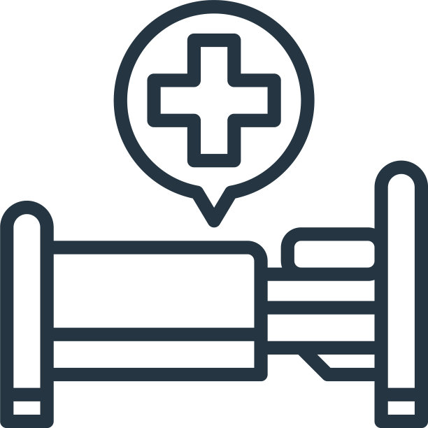 医院病床图标孤立的白色背景图片下载