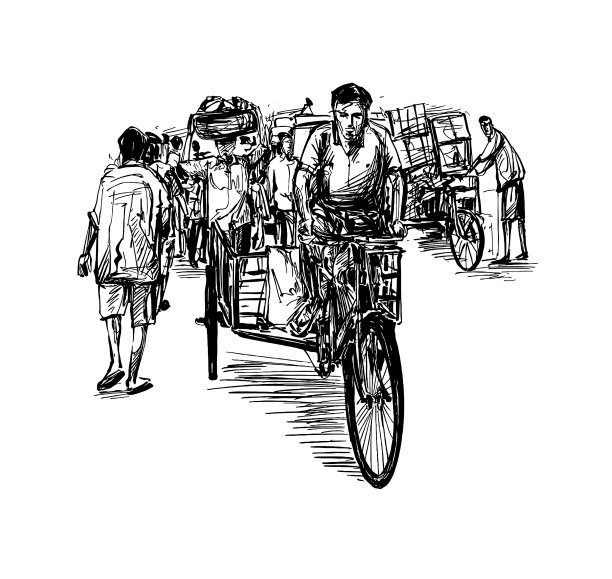 印度当地市场的三轮车图片下载