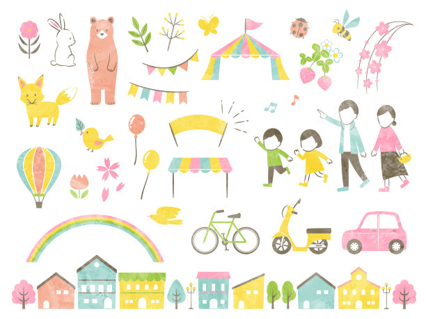 春季户外的插图图片下载