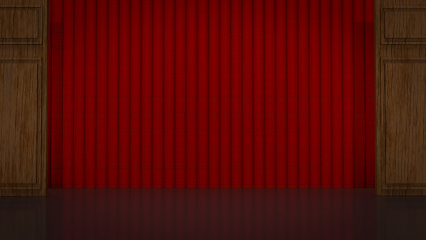 舞台上的红色幕布用于背景3d渲染。图片下载