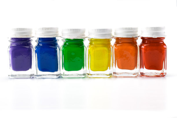 六个玻璃容器颜色多样图片下载