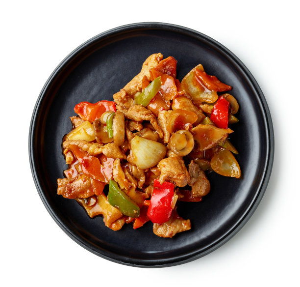 盘中餐孤立在白色背景上，俯视图图片下载