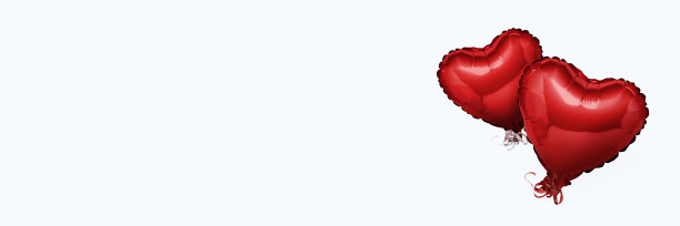白色背景上的粉色心形气球。概念婚礼，情人节，照片专区，情侣。横幅。平躺，俯视图图片下载