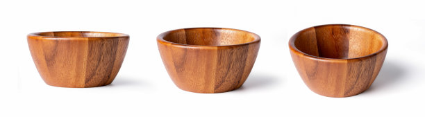 木杯设置在白色孤立图片下载