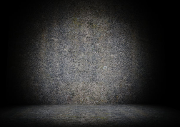 混凝土墙和地板上的大块绿色草地3d渲染图片下载