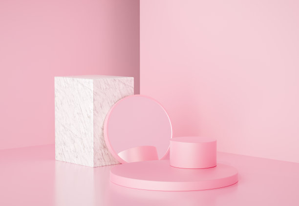 3d渲染现代几何形状与大理石和镜子，为产品展示图片下载