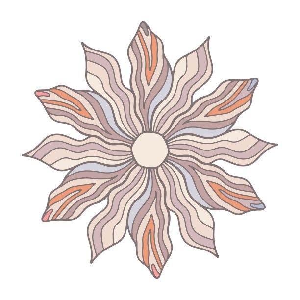 花叶水墨线条艺术设计。矢量隔离设计元素与波浪轮廓模式。植物植物，艺术设计元素，婚礼请柬，卡片，贴纸图片下载