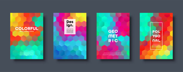 六角形多边形抽象背景。彩色三角形渐变设计。低多边形六角形旗帜。矢量图图片下载