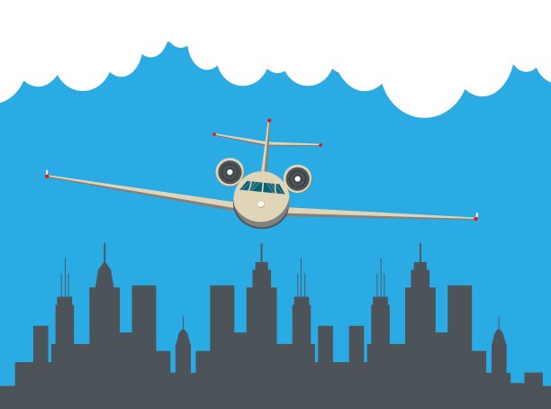 飞机在城市上空飞行图片下载