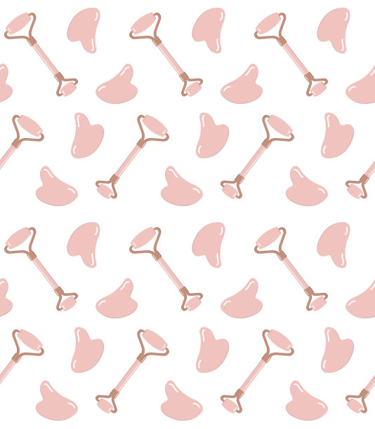 矢量无缝纹平卡通玫瑰石英石按摩辊和刮沙套图片下载