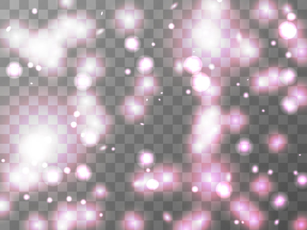 在透明背景上发光的光。发光的粒子，神奇的发光。闪闪发光的光。为横幅、海报和贺卡设计一个模板。矢量图图片下载