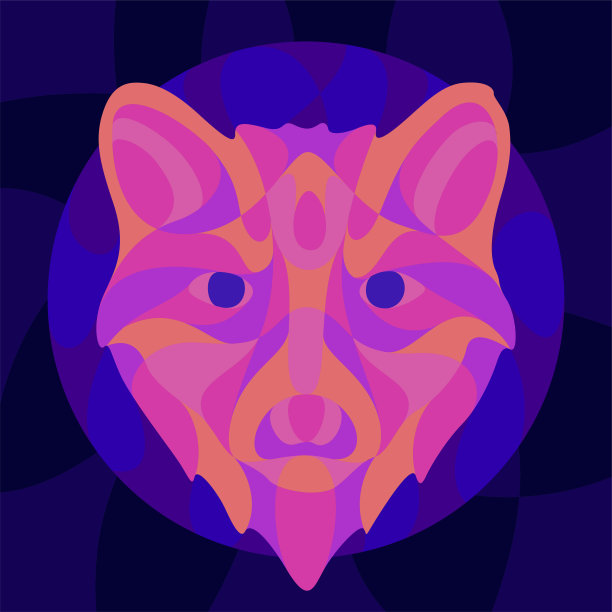 艺术与闪亮的霓虹色狼头图片下载