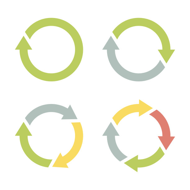 彩色圆形箭头设置孤立在白色背景。图片下载