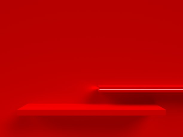 红色空架子的3d渲染。图片下载