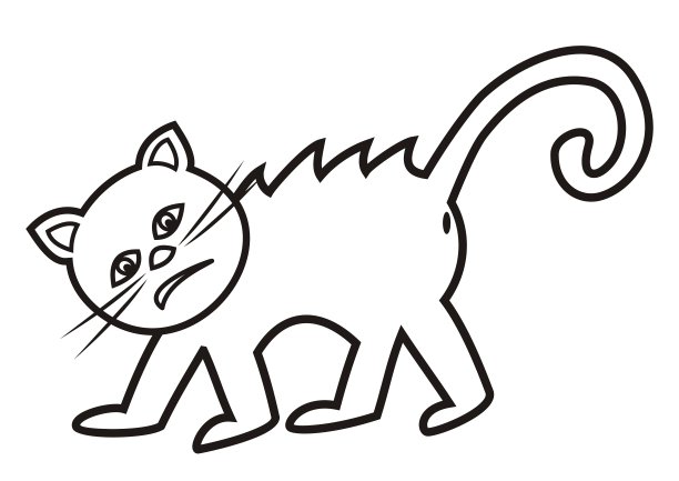 危险的猫，黑白矢量插图图片下载